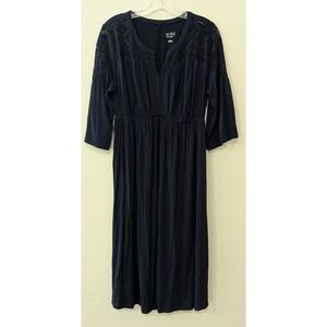 Isabel Maternity Women's Maternity Dress Large Navy Blue Crochet Detail